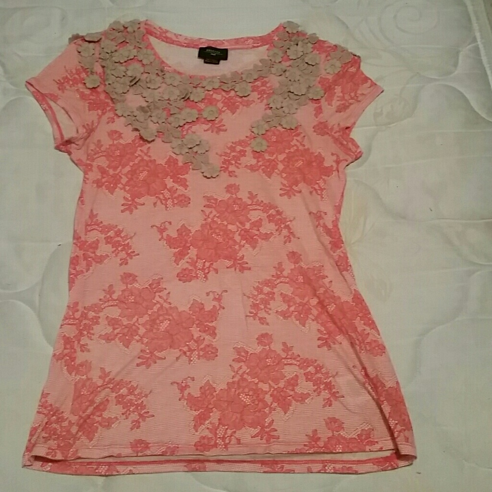 Deletta coral floral tee